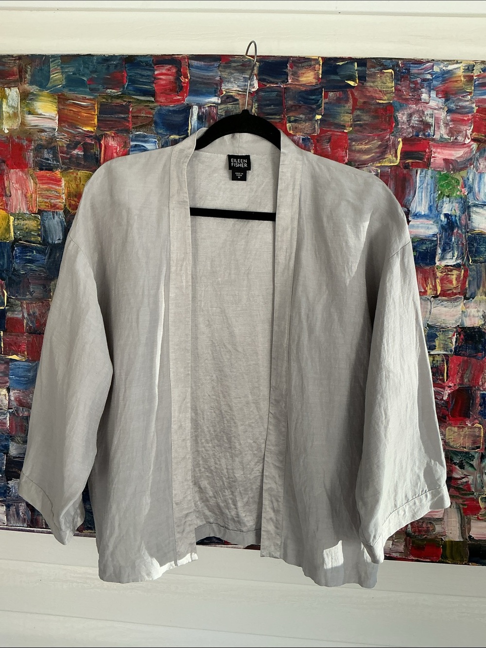 Eileen Fisher Open-Front Tunic in Light Gray